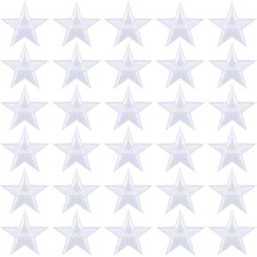 30 Pcs Star Iron on Patches White Iron on Stars Sew, Adhesive Stars Patches Irons Star Embroidered Patch for Clothing, Jackets, Hats, Backpacks, Jeans Repair Decoration