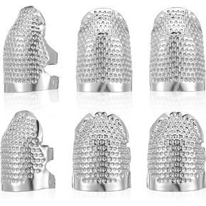 YBEATY 6 PCS Sewing Thimble Adjustable Finger Protector Metal Sewing Finger Protector Thimble Rings for Needlework Hand Embroidery Craft Accessories Pin Needles Quilting DIY Tools Needlework