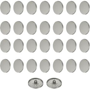 HARFINGTON 30pcs 16L Metal Round Flat Sewing Buttons 10mm Alloy Shank Craft Replacement Button for Men Women Suit Woolen Coat Shirt Trousers Sewing Crafts, Silver Tone