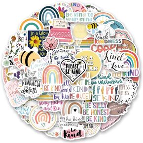 125Pcs Be Kind Stickers Waterproof Motivational Letter Quotes Sticker, School Encouragement Inspirational Stickers, Water Bottle Decals for Kids Scrapbook Teachers Student