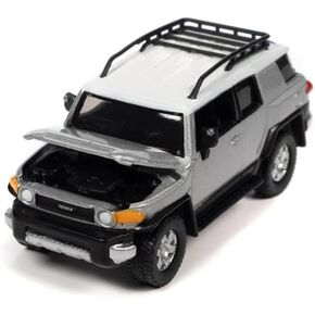 2007 FJ Cruiser Titanium Silver Metallic with White Top and Roofrack Classic Gold Collection Series Limited Edition 1/64 Diecast Model Car by Johnny Lightning JLCG030-JLSP278A