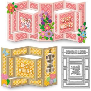 WADORN 3D Greeting Card Cuts for Crafts, Rectangl Card Frame Metal Cutting Dies Stencils Blessing Words Metal Embossing Stencil Cutting Template for DIY Scrapbooking Pop-up Card Album Craft Decor