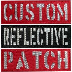 Custom Reflective Patch Laser Cut Patch for Vest Harness Or Collar Customizable Text Personalized Patches with Hook Loop Fastener (Text in 1 Line)
