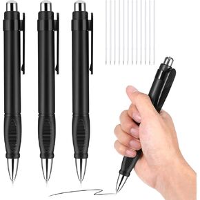 3 Pcs Big Fat Pens Large Heavy Oversized Weighted Ballpoint Retractable Writing Stability Sleeve Pens Comfortable Easy Thick Grip Jumbo Pen with 12 Refills for Arthritis Elderly School (Black)