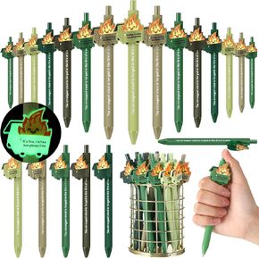 10 Pcs Dumpster Fire Pen Gifts Funny Luminous Dumpster Fire Ballpoint Pen with Saying Emotional Support Staff Appreciation Gift for Back to School Student Teacher Employee Coworkers Office