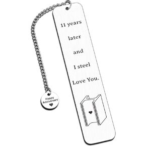 KINMES 11th Anniversary Bookmark, 11 Years Steel Gifts, Wedding for Couple, Men Women, Anniversary Birthday Gifts