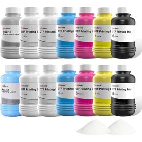 InkSonic DTF Ink 3000ML and Powder Kit Supplies, Premium DTF Transfer Ink for PET Film, Refill Ink Compatible for DTF Printer L1800, R1390 L805 L800 DX5 DX7 XP600 I3200