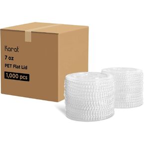 Karat C-KC74TS PET Clear 74mm Flat Lid with hole, for 7oz PET Cup - Case of 1000 pcs