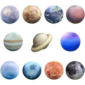 Inflatable Space Planets Solar System Set- 8 Planets +Pluto+Sun and Moon-11 Pieces, Astronomy for Education Galaxy Space Theme Party Decoration (11 Balloons, 60 inches)