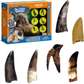 Geoworld Dinosaur Teeth Replica Set - Life-Sized 1:1 Scale of 6 Different Dino Teeth - Interactive STEM Learning Toy for Kids Ages 6+