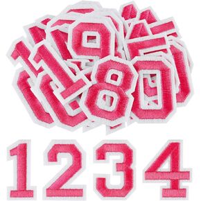 Morcheiong 40 Pcs Iron on Number Patches 0-9, 2 Inch Iron on Embroidered Numbers for Clothing, Pants, Hats, Bags- White