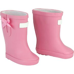 Sophia's Super-Cute Solid-Colored Mix & Match Spring Slip-On Molded Wellie Rain Boots with Bow Accents for 18 Dolls, Light Pink