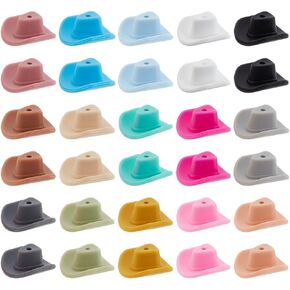 PH PandaHall 30pcs 15 Color Silicone Cowboy Hat Beads Charms Focal Beads 22x10mm Mini Western Cowboy Charms Craft Spacer Loose Bead for Beadable Pen, DIY Craft, Jewelry Making Necklace