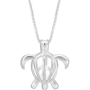 PH PandaHall 925 Sterling Silver Pearl Cage Necklace, Pendants Chain Necklace Freshwater Pearl Beads for Jewelry Making