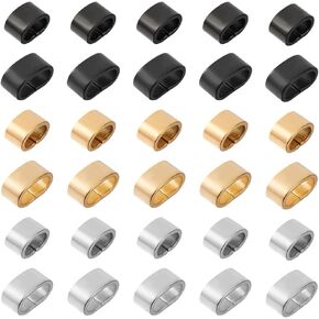 UNICRAFTALE 48pcs 3 Colors 2 Sizes Electrophoresis Stainless Steel Rectangle Slide Charm Large Hole Leather Cord Slider Loose Beads Wristband Locking Clips Beads Link Connector for Jewelry Making