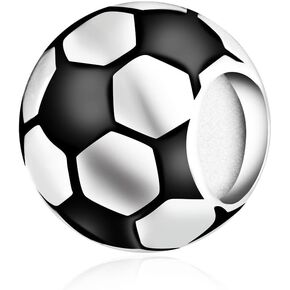 Ball Bead Charm for Jewelry Making - 925 Sterling Silver Sports Basketball/Tennis/Softball/Volleyball Round Charms for DIY Bracelet Necklace Jewelry Gift
