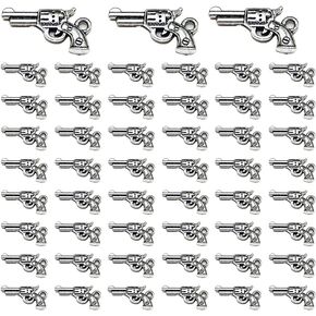 Opexicos 50Pcs Pistol Charms Pistol Pendants Antiqued Tibetan Silver-Double Sided Making DIY Handmade Accessories 5 x 10 mm