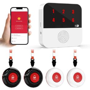 WiFi Smart Wireless Caregiver Pagers for Elderly Alert Button That Calls Cell Phone Caregiver Alert System with LED Number Display