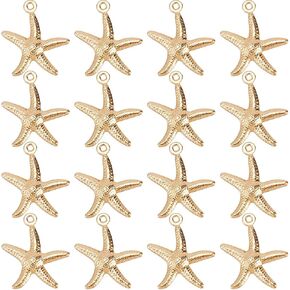 SUNNYCLUE 1 Box 100Pcs Real 24K Gold Plated Starfish Charm Bulk 15.5x17.5mm Sea Life Charms Stainless Steel Metal Cute Marine Animal Beach Charm for Jewelry Making Charms DIY Craft Necklace Bracelet