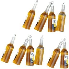 10 Pcs Mini Beer Bottle Resin Charms Drinking Pendant for Keychain Necklace Earring Jewelry Processed, Earrings for Women, Creative Personality Lady Women's Earrings, Car Keychain