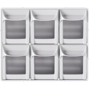 Simply Tidy 6-Drawer Tip-Out Storage Bin Wall-Mountable & Stackable Clear Front Drawer Organizer for Beads, Buttons, Stickers & Small Craft Supplies, 1 Pack