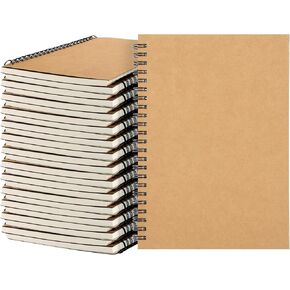 MIVIDE 24 Pack A5 Bulk Spiral Notebooks with Kraft Cover, 8.3 x 5.8 Inch 60 Pages Hardcover Spiral Lined Notebook Journal, Lined Travel Bulk Writing Paper Notebook for School Business Office Supplies