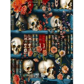 KTHOFCY 5D DIY Diamond Painting Kits for Adults, Halloween Skull Full Drill Embroidery Cross Stitch Crystal Rhinestone Paintings Pictures Arts Wall Decor Painting Dots Kits 11.8X15.7inch