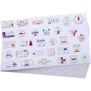 1500 Pieces Travel Stickers Country Passport Stickers Decorative Passport Stamps Waterproof Vintage for Luggage Scrapbook Laptops Bottle Album