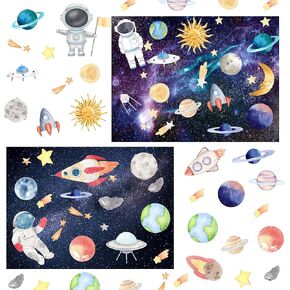 24 Sheets Space Stickers for Kids Reusable Planet Rocket Star Stickers DIY Make Your Own Solar System Stickers for Kids Classroom Learning Educational Classroom Reward Birthday Gifts