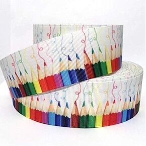 Grosgrain Ribbon 1.5" Caterpillar Apples Kids Dots Back to School Printed Per Yard