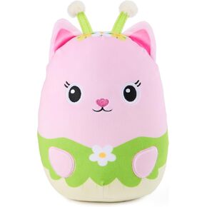 Gabby’s Dollhouse Official Kitty Fairy Squishy Plush Toy, Cat Stuffed Animal, Squishy Toys for Ages 1 & Up, Pink/Green, 8"