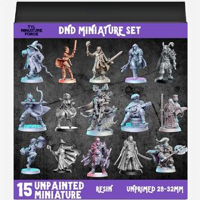 TYL | DND2 15-Piece Miniature Set – Unpainted 32mm Resin Miniatures for DND, Pathfinder & Tabletop RPGs – High-Detail Fantasy Models for Dungeon Masters & Miniature Painters