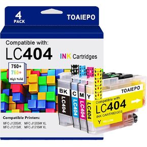 LC404 Ink Cartridges Compatible for Brother LC404 Work with Brother MFC-J1205W MFC-J1215W MFC J1205W J1215W Printer, 4 Pack