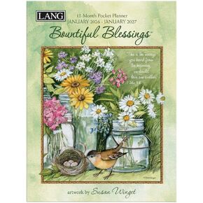 Lang Companies, Bountiful Blessings Monthly 2026 Pocket Planner, 4.9'' X 6.6'', Weekly Calendar with Wire-O Binding