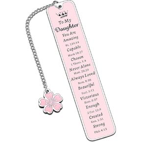 Birthday Gifts for Daughter Adult, Daughter Gifts from Mom, Inspirational Back to School Supplies for College Girls Students, Bible Verse Metal Bookmark, First Day of School Essentials Baptism Gift