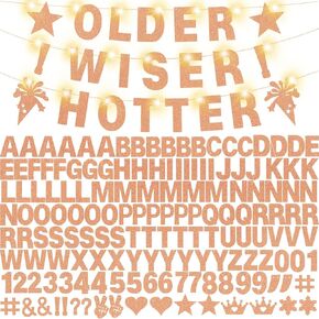 175Pcs DIY Custom Letter Banner Glitter Customizable Banner Kit 0-9 Numbers DIY Happy Birthday Letters Light Rope Personalized Banners for Wedding Birthday Party Decorations Supplies(Dazzling Glod)