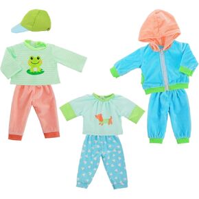 3 Sets 18 Inch Baby Doll Clothes Outfits - Includes 6 Pcs Blue&Green Clothes and Hat for 18" Girl Dolls Clothes Accessories (Dolls Not Included)