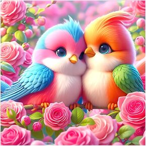 FHBUBPUP 5D Bird Diamond Painting Kits for Adults, Flowers and Birds Diamond Art Kits for Beginners - DIY Full Drill Round Diamond Dot Gem Art, Craft Gift Suitable for Home Wall Decoration 12×12Inch
