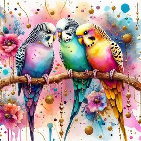 WSLWXSHM Diamond Painting Kits for Adults Parrot, Bird Round Full Drill Diamond Art Kits, 5D DIY Paint with Diamonds Crafts for Home Wall Decoration Gifts 12×12Inch