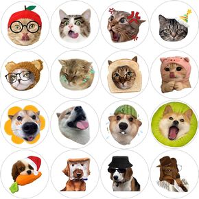 600 Pcs Funny Cat Dog Stickers for Kids 1.5 Inch 16 Styles Funny Meme Cat Dog Stickers Roll for Kids Boys Girls Birthday Party School Reward Giveaways