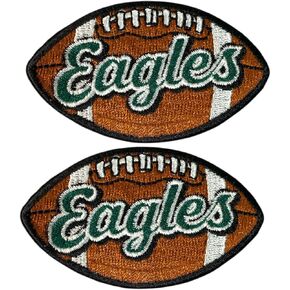 2 PCS Eagles Word On Football Embroidered Iron On Patches for Decorate Craft Clothes