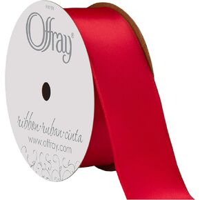 Offray 140992 Contessa Single Face Satin Wired Edge Ribbon - 1.5" W X 25 yd - Red Ribbon