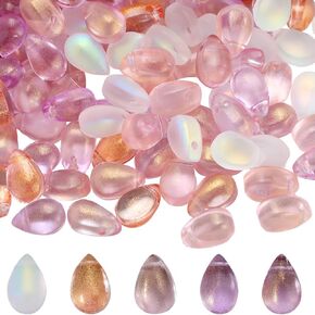 SUNNYCLUE 150PCS 9mm Glass Tear Drop Beads Water Drop Beads Small Teardrop Waterdrop Sparkling Crystal Glass Transparent Loose Spacers Charms Bulk for Jewelry Making Beads DIY Beading Bracelet Craft