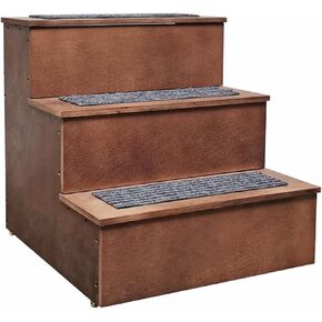 FixtureDisplays® Deluxe Wood Pet Stairs Pet- Dog/Cat 3 Steps/Stairs to Access Bed, Sofa, Step Ladder 12226-18"