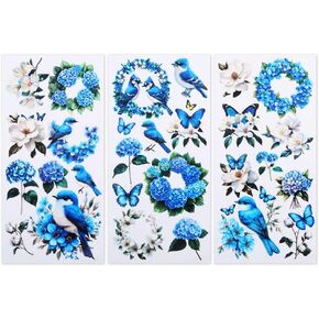 ORIGACH 3 Sheet Birds on a Flowering Branch Rub on Transfers for Crafts and Furniture Vintage Home Decor Transfers Wall Art Decals for Bedroom Living Room Desk Table Decor, 6"x 12"