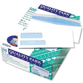 Quality Park® Double-Window Envelopes, #9, 3 7/8"x 8 7/8", White, Box Of 500