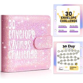 30 Days Money Savings Challenge Budget Binder with Cash envelopes Money Binder for Cash Saving Preppy Stuff Cute School Supplies for Girls a7 Notebook