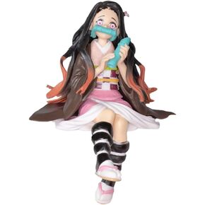 Nezuko Demon Figure Anime Eating Rice Balls Sitting Pose Character Demon Ninja Anime Collection Toy Prop