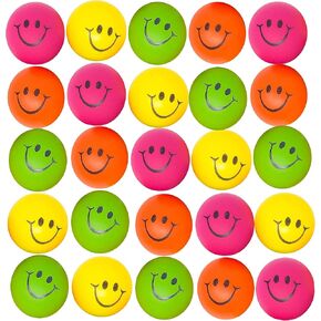 Podzly 24 Pack Smiley Face Stress Balls - Bulk Colorful Neon Squeeze Face Ball - Fidget Squishy Toys - Ideal for Classrooms, Anxiety Relief, Gifts, Party Favors, Autism & Self-Regulation Therapy