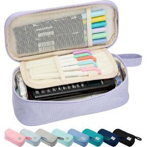 Pencil Case Pouch Box Bag School Supplies Girls Boys Kids, Cute Preppy Stuff Large Big Capacity Aesthetic Pen Organizer, Back to College Stationary, Coal Black, Standard Stlye, 1800ml